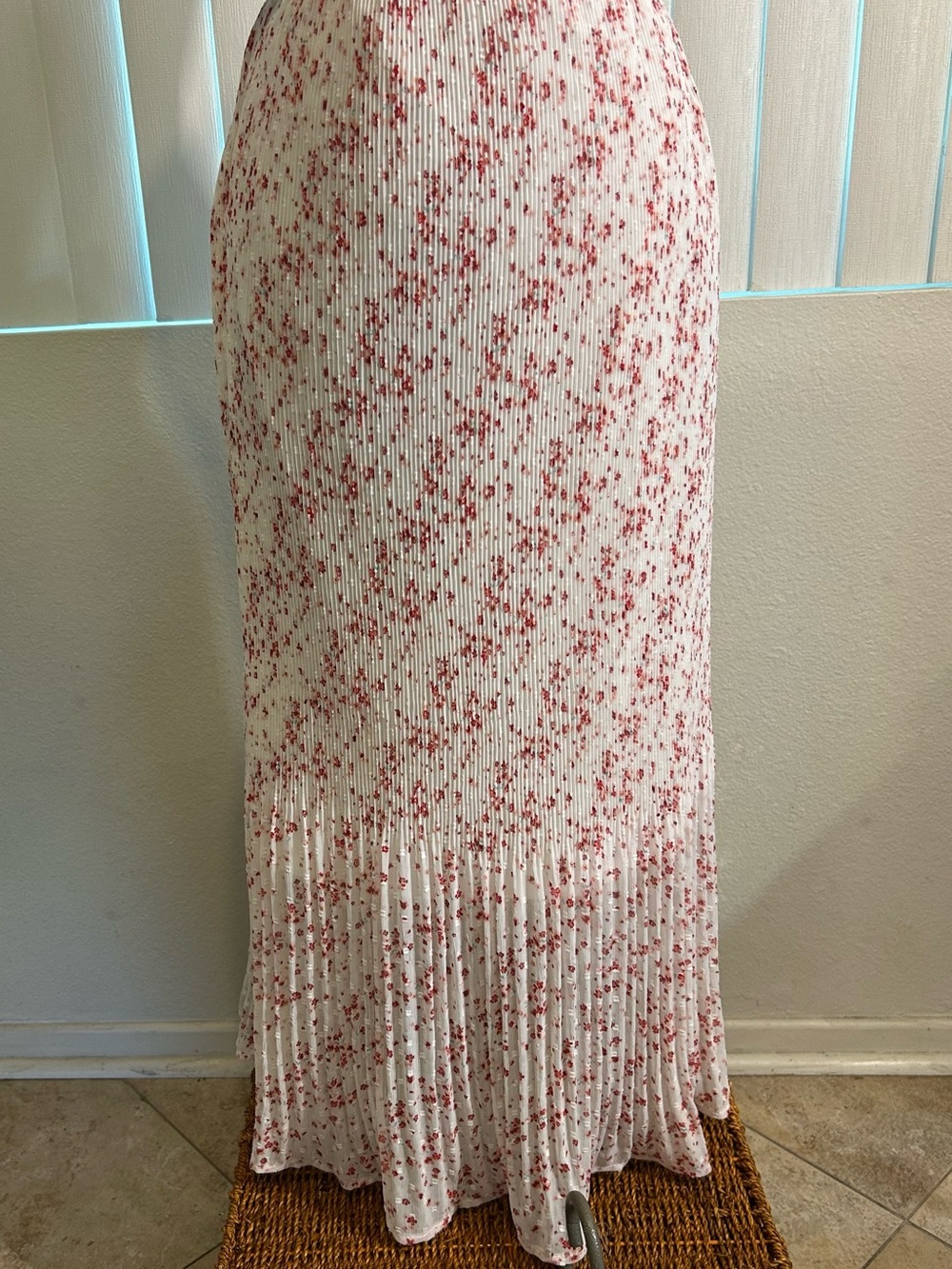 Adrianna Papell Pink Floral Tiered Midi Skirt size L